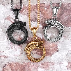 ouroboros dragon snake viking pendant necklace stainless steel viking infinity snake charm pendant viking norse mytholog