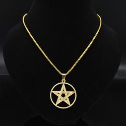 pentagram necklace. stainless steel pentagram star charm necklace pendant. pentagram jewelry. wiccan jewelry. wiccan