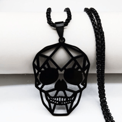 geometrical skull necklace stailness steel human skull necklace origami skull pendant biker punk skull necklace for men