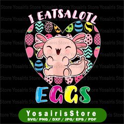 easter axolotl, i eatsolotl eggs png, cute kawaii axolotl easter png, happy easter png