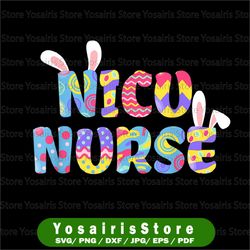 Easter NICU Png,Nurse Cute Bunny Ears Png, Happy Easter Eggs Png, NICU Nurse Easter Png