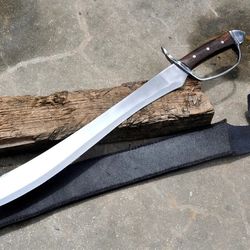 handmade hunting knife sword with leather sheath, hunting steel sword, steel swords