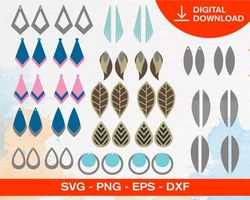 100 earring svg bundle - svg, png, dxf, eps, pdf files for print and cricut