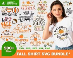 500 fall shirt svg bundle - svg, png, dxf, eps, pdf files for print and cricut