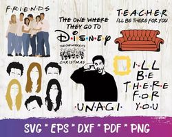 100 friends tv show svg bundle  - svg, png, dxf, eps, pdf files for print and cricut