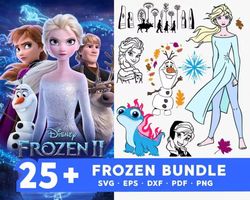 25 frozen svg bundle - svg, png, dxf, eps, pdf files for print and cricut