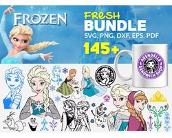 145 frozen svg bundle - svg, png, dxf, eps, pdf files for print and cricut