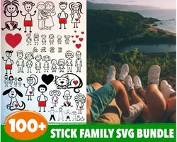 100 stick family svg bundle - svg, png, dxf, files for print and cricut