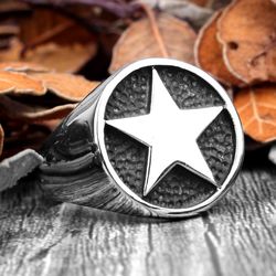 star signet ring. stainless steel ring. father's day gift