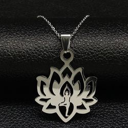 lotus unalome necklace, lotus flower yoga necklace, yoga pendant, yoga jewelry gift for friend, lotus pendant, lotus