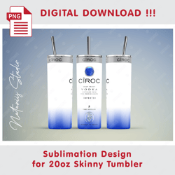 ciroc blue template - seamless sublimation pattern - 20oz skinny tumbler - full tumbler wrap