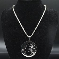 sun and moon necklace moon necklace celestial necklace stainless steel sun pendant necklace crescent necklace celestial