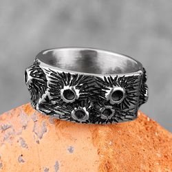 moon surface ring crater ring lunar crater ring silver moon craters men ring stainless steel moon ring meteor crater