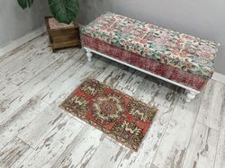 porch mat, bathroom rug, turkish rug, home decor rug, tiny rug, bohemian rug, vintage area rug, 1.5 x 2.6 ft vt 4481