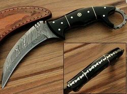 custom karambit, handmade karambit, full tang hand forged damascus steel karambit knife, karambit knive, karambit knife