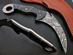 custom karambit, handmade karambit, full tang hand forged damascus steel karambit knife, karambit knive, karambit knife