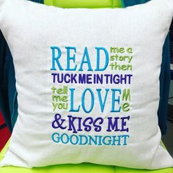 read me a story embroidery design 3 sizes reading pillow-instant d0wnl0ad