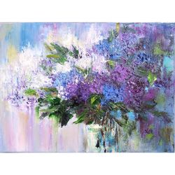 lilac oil painting flowers original art wall art decor