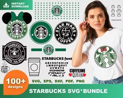 100 starbucks svg bundle - svg, png, dxf, eps, pdf files for print and cricut