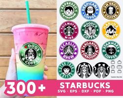 300 starbucks svg bundle - svg, png, dxf, eps, pdf files for print and cricut