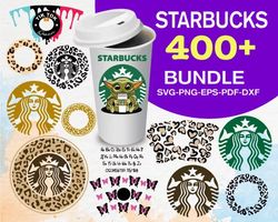 400 starbucks wrap svg bundle - svg, png, dxf, eps, pdf files for print and cricut