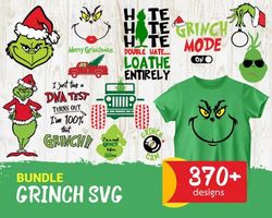 370 grinch svg bundle - svg, png, dxf, eps, pdf files for print and cricut