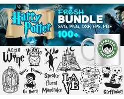 100 harry potter svg bundle - svg, png, dxf, eps, pdf files for print and cricut