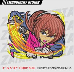 anime inspired , machine embroidery design, files, instant download