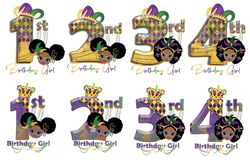 08 files of mardi gras birthday afro girl png file for cricut bundle