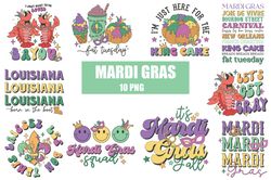 10 files of mardi gras png retro sublimation bundle