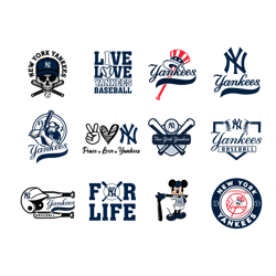 new york yankees logo bundle svg baseball mlb cricut files