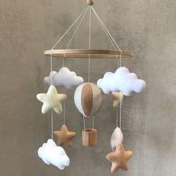 baby mobile neutral nursery hot air balloon adventures travel decor baby shower gift unisex