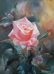 original oil painting on canvas rose flowers