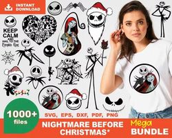 1000 nightmare before christmas svg bundle - svg, png, dxf, eps, pdf files for print and cricut