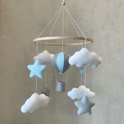 baby mobile boy nursery hot air balloon adventures travel decor baby shower gift