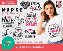 300 nurse svg bundle - svg, png, dxf, eps, pdf files for print and cricut