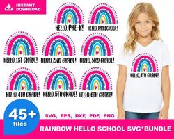 45 rainbow hello peach svg bundle - svg, png, dxf, eps, pdf files for print and cricut