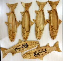 personalized wooden plates in the form of fish