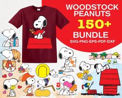 150 snoopy and woodstock svg bundle - svg, png, dxf, eps, pdf files for print and cricut