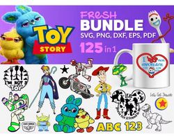 125 toy story svg bundle - svg, png, dxf, eps, pdf files for print and cricut