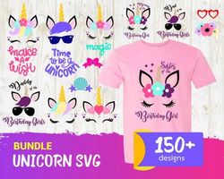 150 unicorn svg bundle - svg, png, dxf, eps, pdf files for print and cricut