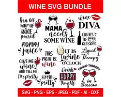 100 wine quotes svg bundle - svg, png, dxf, eps, pdf files for print and cricut