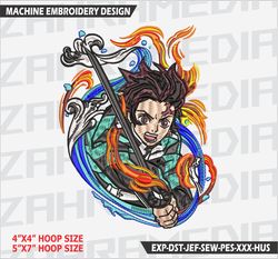 anime inspired , machine embroidery design, files, instant download