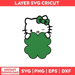 happy st patrick, lucky hello cat png, lucky st patrick's day hello kitty svg, png, eps, dxf digital file.
