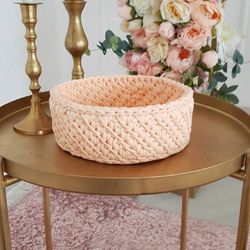 knitted round storage basket interior basket