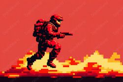 pixel art. running soldier. jpg image