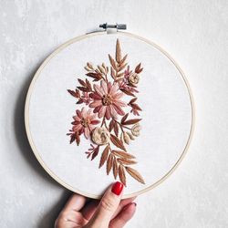 autumn bouquet floral hand embroidery pdf pattern
