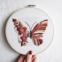 butterfly floral hand embroidery pdf pattern