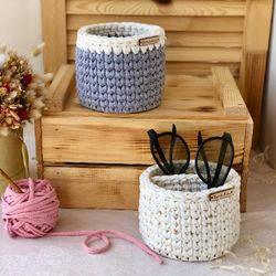 very easy diy 2 in 1 pattern crochet basket and eyeglass holder, pdf and video crochet basket and crochet holder pattern