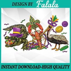 mardi gras abc alligator brown pelican crawfish louisiana png ,mardi gras png, digital download